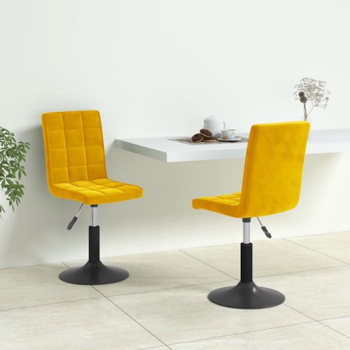 Vidaxl Chaises Pivotantes À Manger Lot De 2 Jaune Moutarde Velours