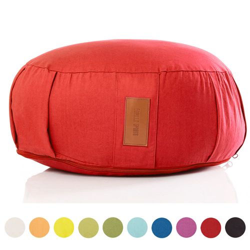Gorilla Sports® Coussin De Méditation - Hauteur D'assise 18 Cm - Coussin De Yoga Avec Rembourrage En Balles D'épeautre - Housse En Coton Lavable - 10 Coloris (100% Coton) - Couleur : Rouge