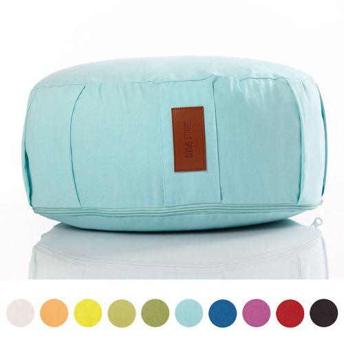 Gorilla Sports® Coussin De Méditation - Hauteur D'assise 18 Cm - Coussin De Yoga Avec Rembourrage En Balles D'épeautre - Housse En Coton Lavable - 10 Coloris (100% Coton) - Couleur : Bleu Clair