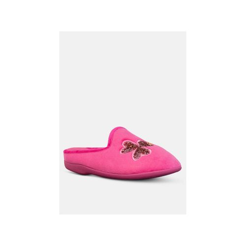 Chaussons Motifs Paillettes Femme Rose