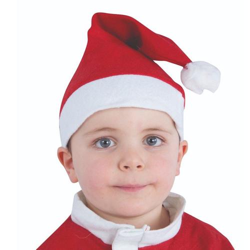 Bonnet Père Noël Traditionnel Feutre Rouge Enfant