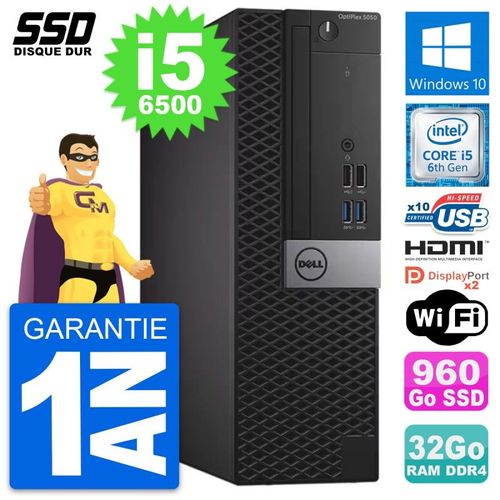 PC Dell OptiPlex 5050 SFF Intel i5-6500 RAM 32Go SSD 960Go HDMI Windows 10 Wifi