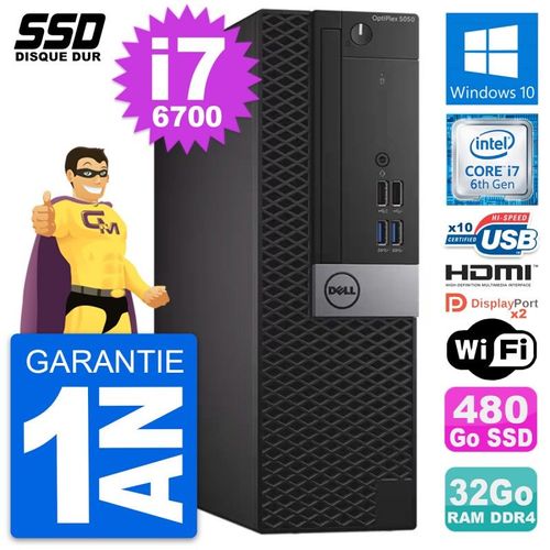 PC Dell OptiPlex 5050 SFF Intel i7-6700 RAM 32Go SSD 480Go HDMI Windows 10 Wifi