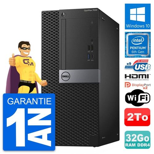 PC Tour Dell OptiPlex 7050 Intel G4400 RAM 32Go Disque 2To HDMI Windows 10 Wifi