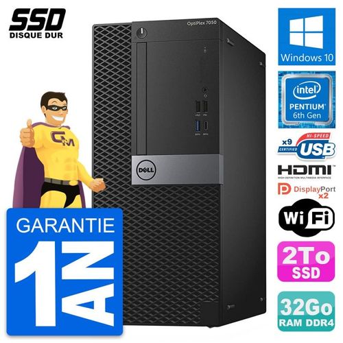 PC Tour Dell OptiPlex 7050 Intel G4400 RAM 32Go SSD 2To HDMI Windows 10 Wifi