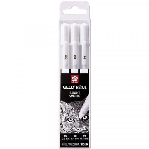 Etui De 3 Stylos Sakura Gelly Basic White - Blanc - 0.3/0.4/0.5 Mm - Sakura