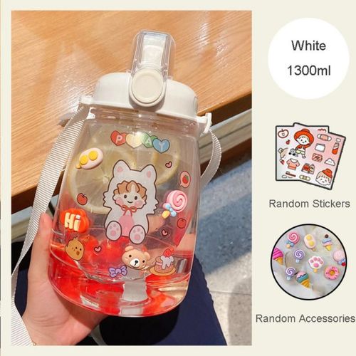 Bouteille D'eau À Grande Capacité 1,3 L, Shaker Avec Poignée, En Plastique, Pour La Course À Pied En Plein Air, Entraînement, Avec Paille, Cocina