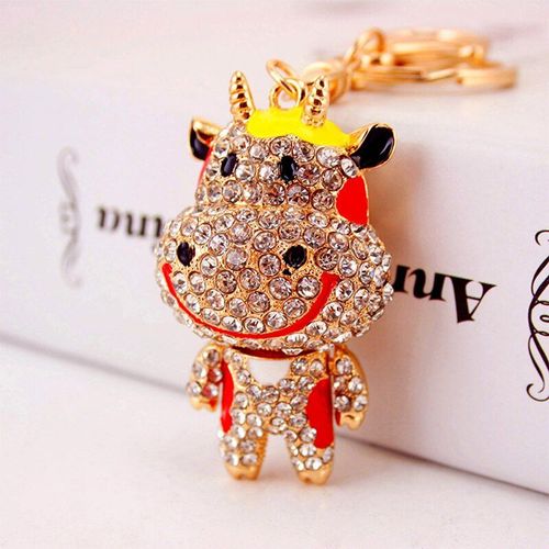 Porte-clés souris vache cristal strass, 1 pièce, pendentif breloque pour sac à main
