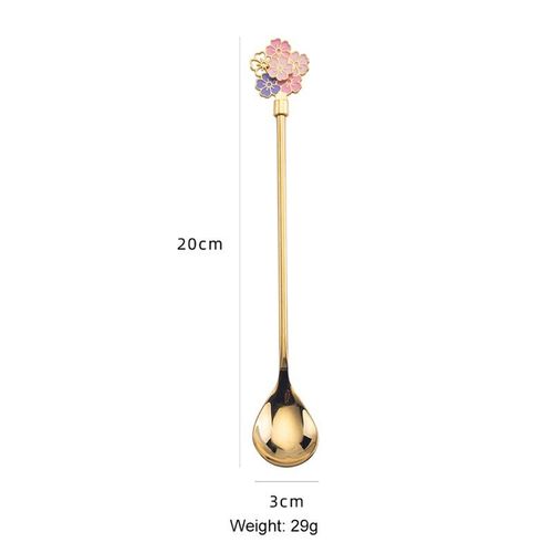 Cuillères en acier inoxydable, en forme de fleurs de cerisier doré, pour café, thé, glace, Dessert, boisson, cuillère à mélanger Milkshake, fournitures de Bar de cuisine