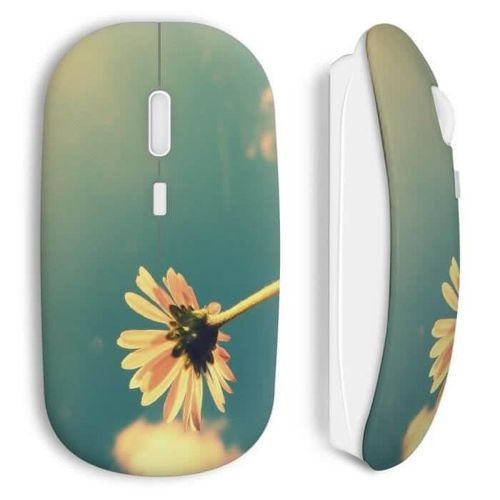 Souris Sans Fil Fleurs Jaune
