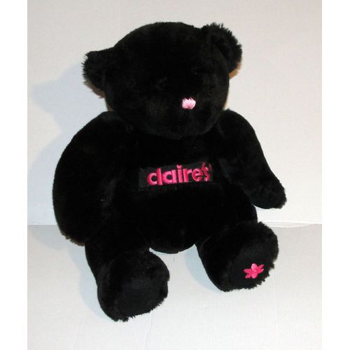 peluche ours noir claire's cbi nez rose doudou ours assis 29 cm