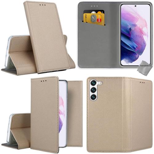 Housse Etui Coque Pochette Portefeuille Pour Samsung Galaxy S22 Plus 5g + Film Ecran - Or Magnet