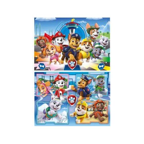 Coffret 2 Puzzles Enfant 60 Pieces Pat Patrouille Le Quartier Général Et En Mission - Chien Marcus Chase Ruben Zuma Tracker