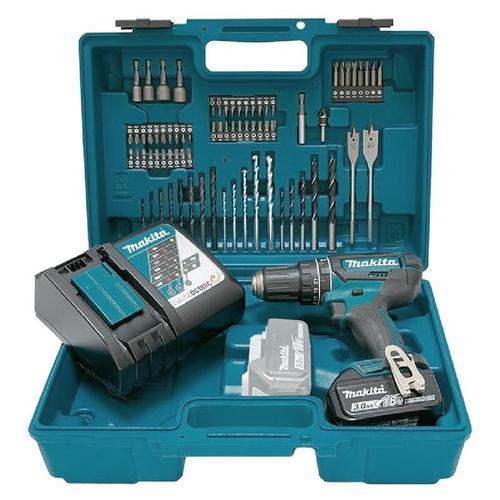 Perceuse à percussion 18V Li-Ion (1x3.0 Ah) avec 74 accessoires - MAKITA DHP482RFX1