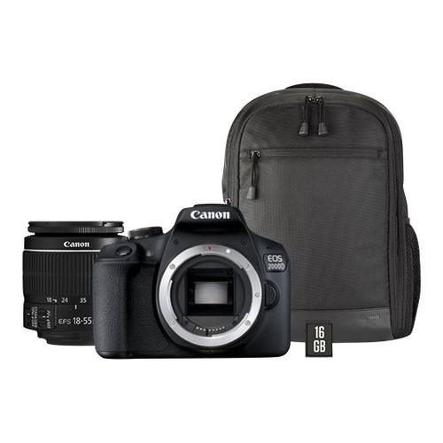 Canon EOS 2000D - Appareil photo numérique - Reflex - 24.1 MP - APS-C - 1080p / 30 pi/s - 3x zoom optique objectif EF-S 18-55 mm IS II - Wi-Fi, NFC - avec Canon BP110 Backpack
