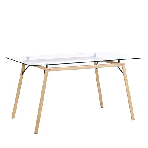 Table À Manger Transparente / Effet Bois Clair 140 X 80 Cm Kamina