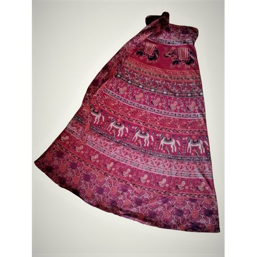 Jupe Longue Indienne Rouge - Jupe Portefeuille - Jupe Femme Taille Unique