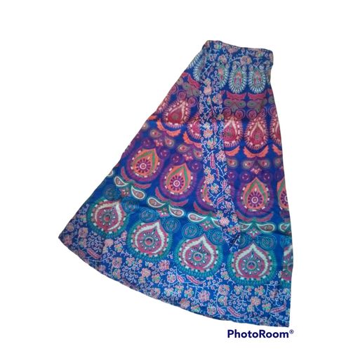 Jupe Longue Indienne Bleue - Jupe Portefeuille - Jupe Femme Taille Unique