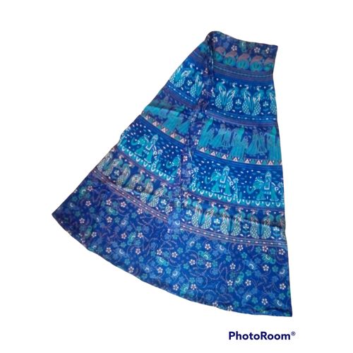 Jupe Longue Indienne Bleue - Jupe Portefeuille - Jupe Femme Taille Unique