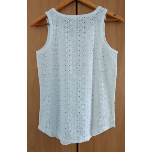 Debardeur Blanc Ajoure. Tex. Coton. Taille 38