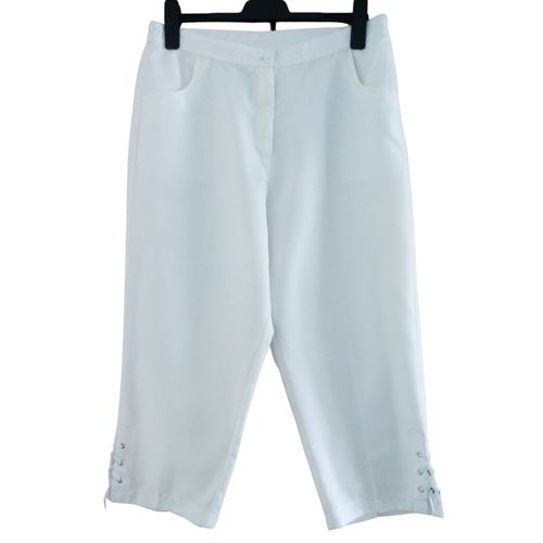Corsaire Blanc A Lacets. Pantacourt. Bleu Bonheur. Polyester. Taille 48