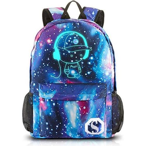 Cartable Garçon, Galaxie Sac à Dos Scolaire pour Ado Enfants - Bleu
