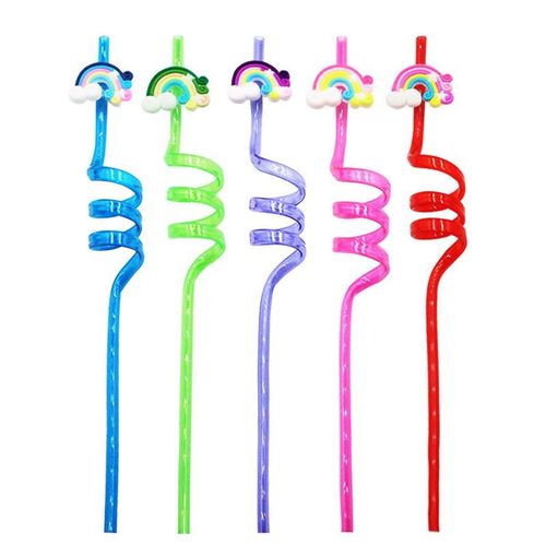 Pailles à boire réutilisables de couleur arc-en-ciel, en plastique écologique pour jus, Smoothie, Milkshakes, boissons, accessoires de Bar, 24 pièces