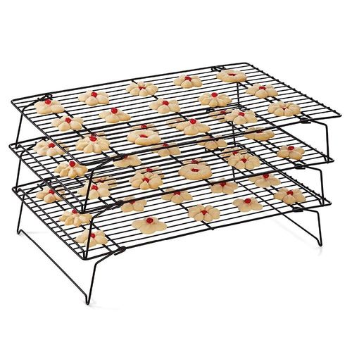 Support de refroidissement antiadhésif en carbone pour gâteaux, s'adapte à la poêle, four, rôtissage, cuisson, BBQ, refroidisseur sec, 3 niveaux