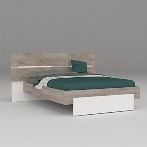 Lit 2 Personnes 140x190 Cm Blanc Et Chêne - Spiga
