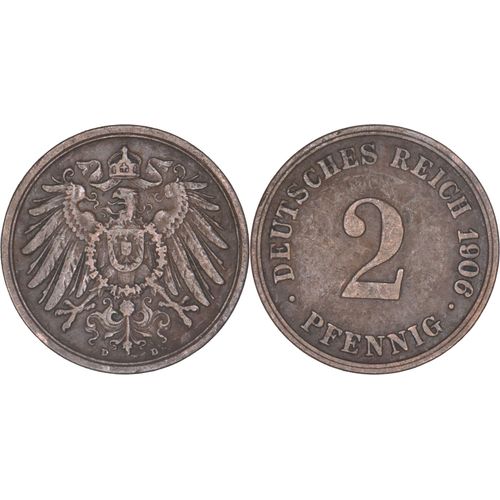 Allemagne - 1906 - 2 Pfennig - Atelier De Munich (D) - Guillaume Ii - 01-064