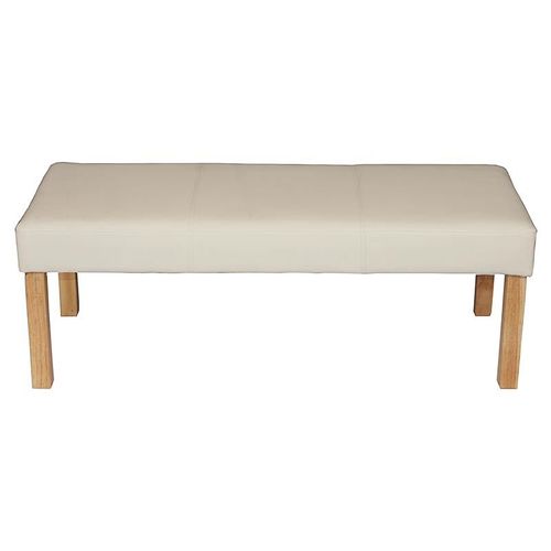Banc Banquette M37, Simili-Cuir Mat   Crème/Pieds Clairs, 120x49x43cm