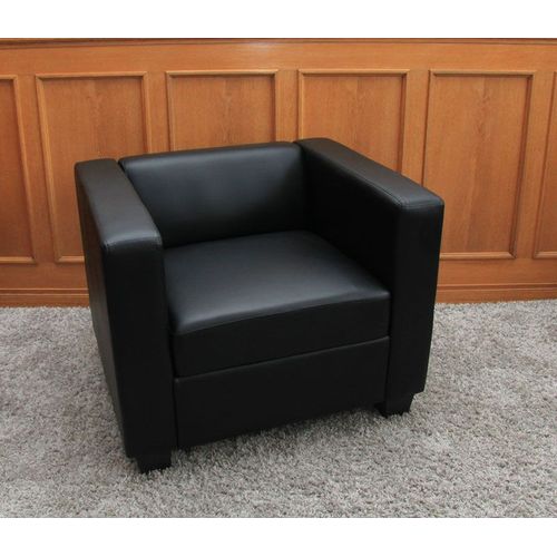 Fauteuil Club / Lounge Lille, 86x75x70cm   Cuir Reconstitué, Noir