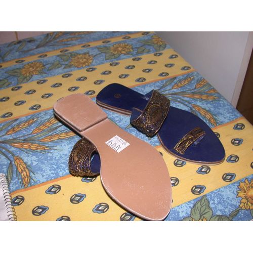 Mules Claquette Bleu Neuve 36