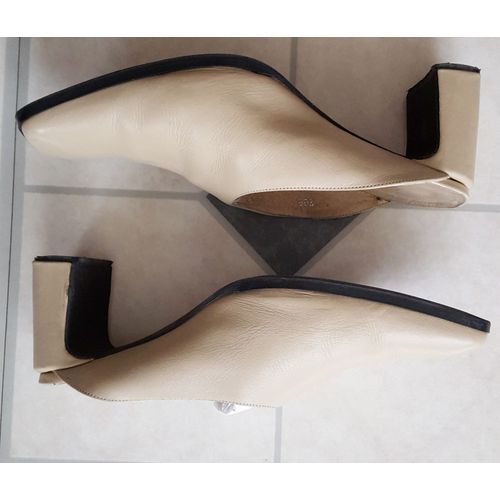 Taillissime - Mules Sabots À Talons En Cuir Beige Taille 37