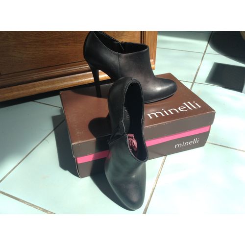 Superbes Bottines Minelli T37 - Cuir Noir