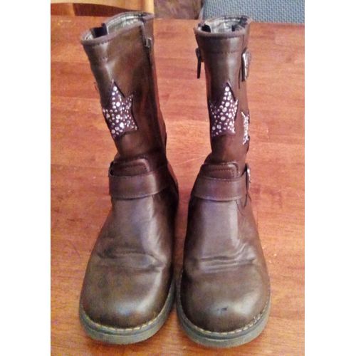 Bottes Cuit Etoiles Marron Cargo Taille 34-35 ..