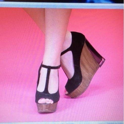 Sandales 39 Compensees Bois Cuir Open Toe Noir
