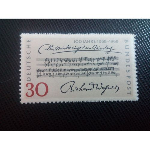 Timbre Allemagne / Rfa Yt 431 Mesures D'ouverture, "Die Meistersinger Von Nurnberg", De Wagner 1968 (100206)