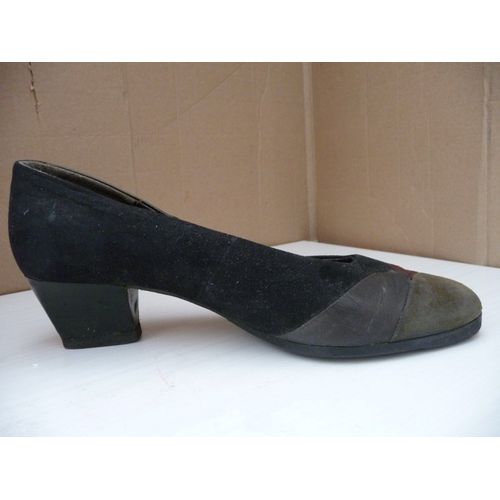 Escarpins Cuir Et Daim 37 Noir Et Bronze