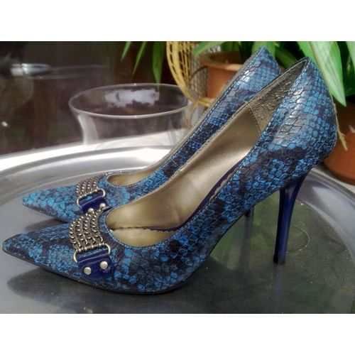 Escarpins Reptile Bleu - 38