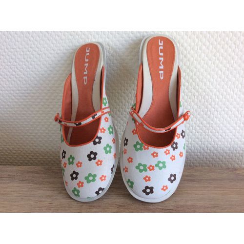 Mules Blanches À Petits Talons Imprimées En Cuir Jump Pointure 38
