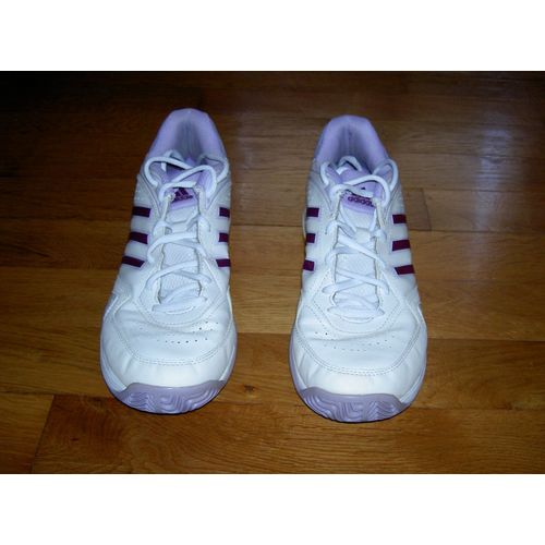 Basket Cuir Adidas Ambition 8 Str Blanches Et Violettes Intérieur Parme Taille 40
