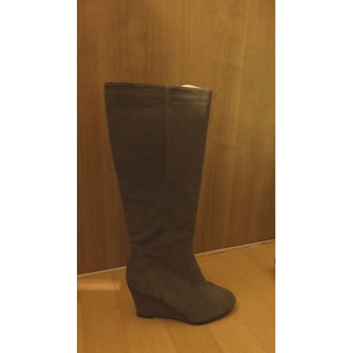 Bottes En Daim Grise Talon Compensé - 38