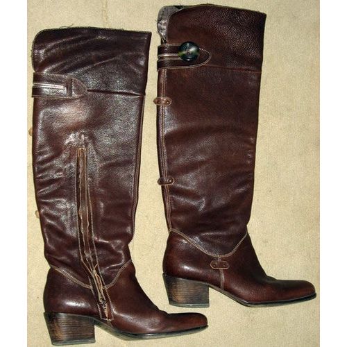 Bottes Cavalières Hugo Boss Cuir Marron Souple Taille 37