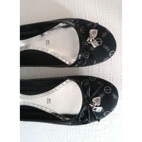 Ballerines Noires Et Grises Monogrammées " Elite " Taille 37 Cuir