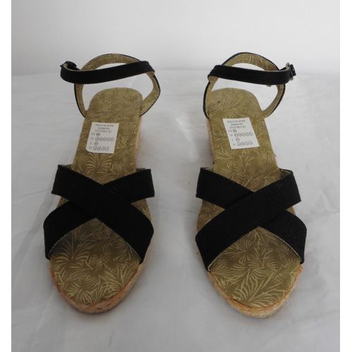 Espadrilles Compensées Toile Noire. Pointure 41