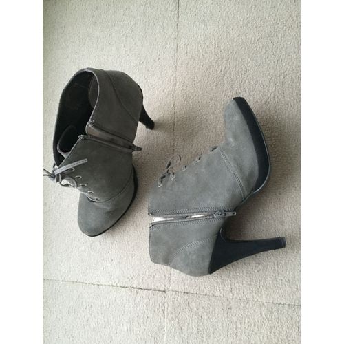 Bottines En Cuir Velours Gris Clair Elite En Pointure 39