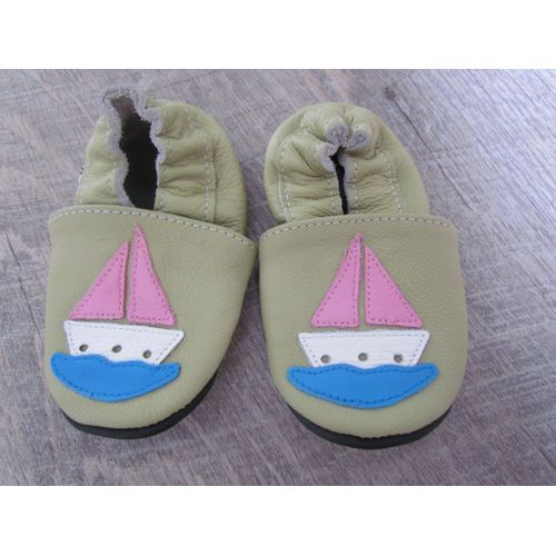 Chaussons Cuir 9 Mois Beige