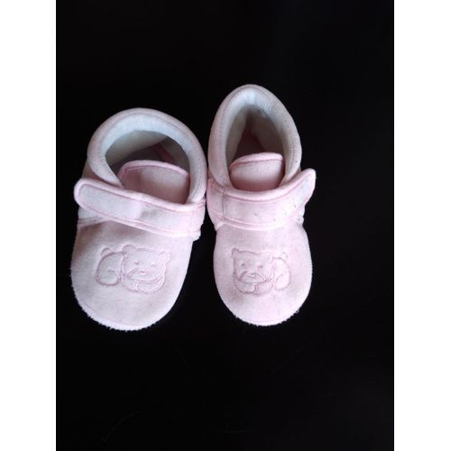 Paire De Chaussons Souples Rose Bébé