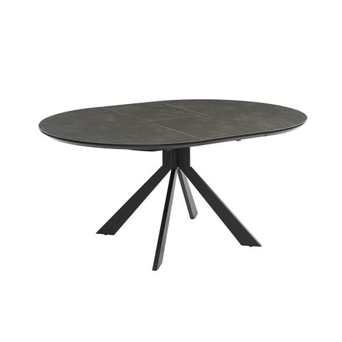 Table À Manger Extensible Clara - 4 À 6 Couverts - Céramique & Métal - Anthracite